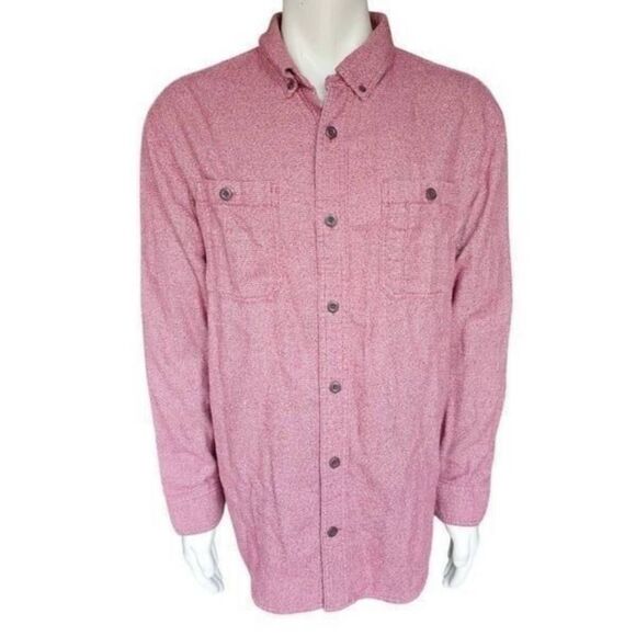 Duluth Trading Co Shirt Mens XL Relaxed Fit Button Front Long Sleeve Red Cotton - Picture 1 of 4